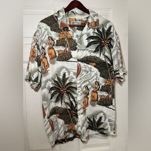 Vintage Toes on The Nose Shirt Hawaiian Hula Girls Print Made In USA Men Size XL